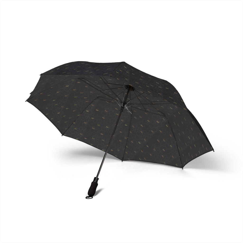 Foldable Umbrella — Compact Semi-Automatic Rain Umbrella with Black Leopard Print