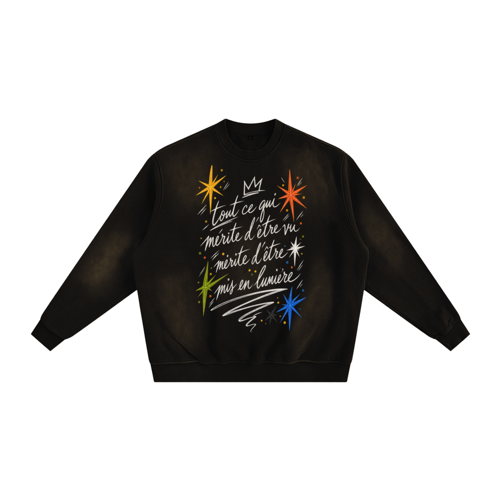 Le Faire Étalage “Manifesto” Hand-Sketched Crewneck - Noir