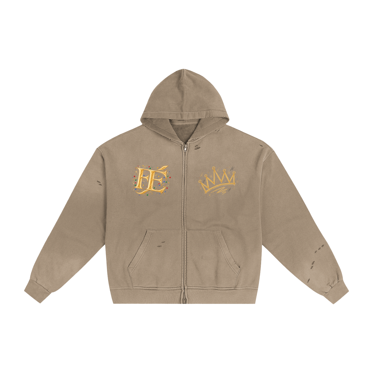 Le Faire Étalage Chess Royale Hand-Frayed Zip Hoodie