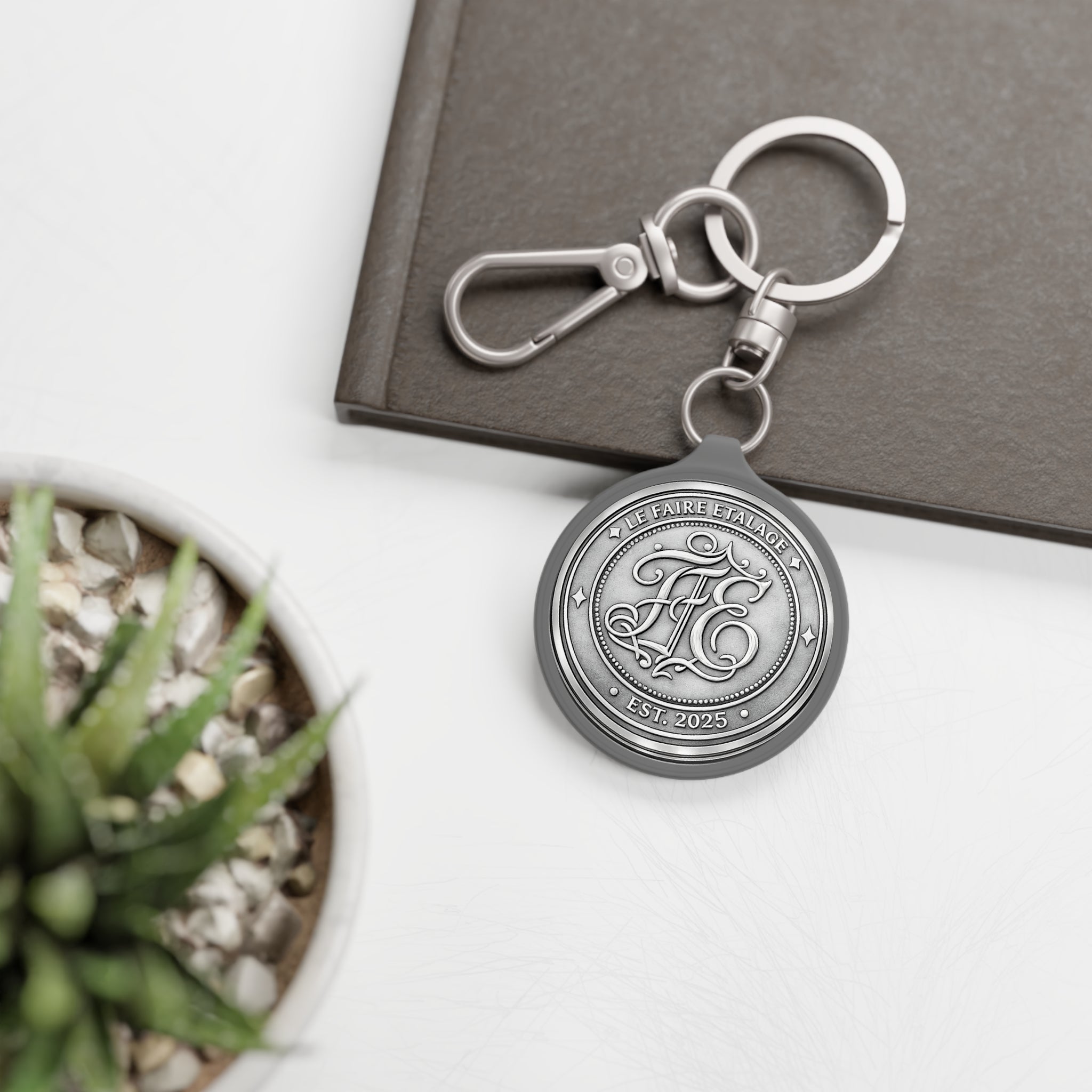 Leather Monogram Keyring Tag – "Le Faire Étalage" EST. 2025 Vintage Keychain
