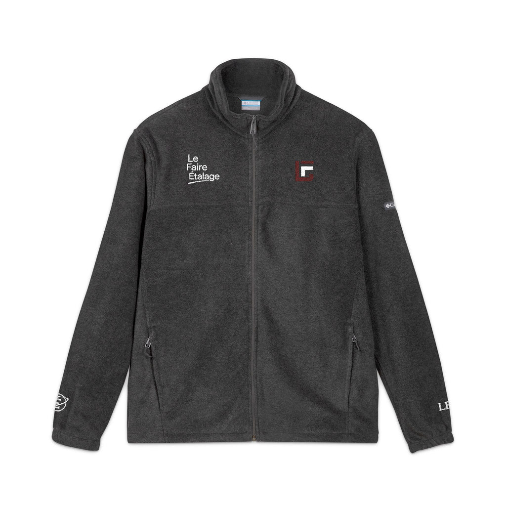 Embroidered Columbia Fleece Jacket — Charcoal Cozy Outdoor Jacket