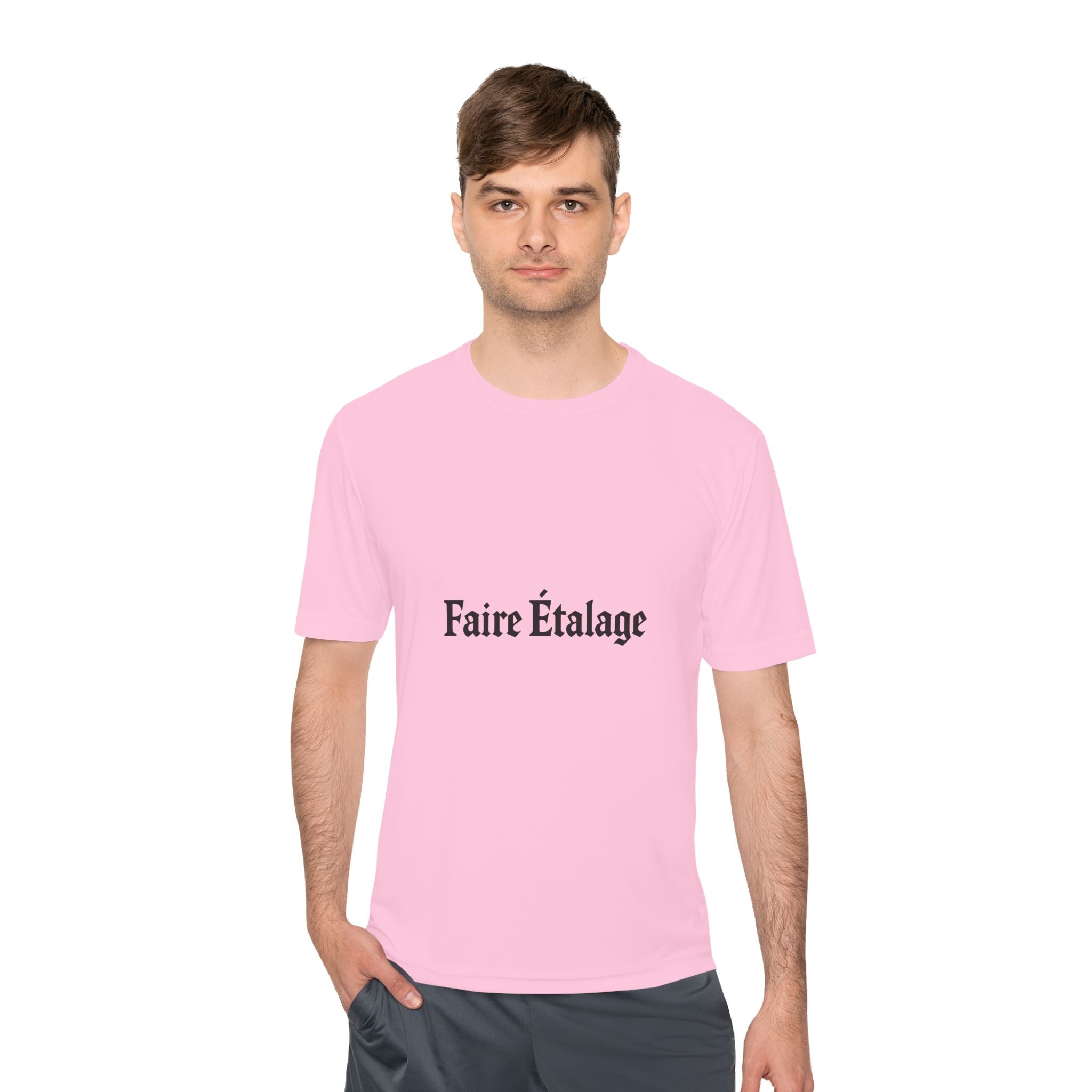 Faire Étalage Logo Tee — Minimal French Typography Moisture-Wicking Shirt