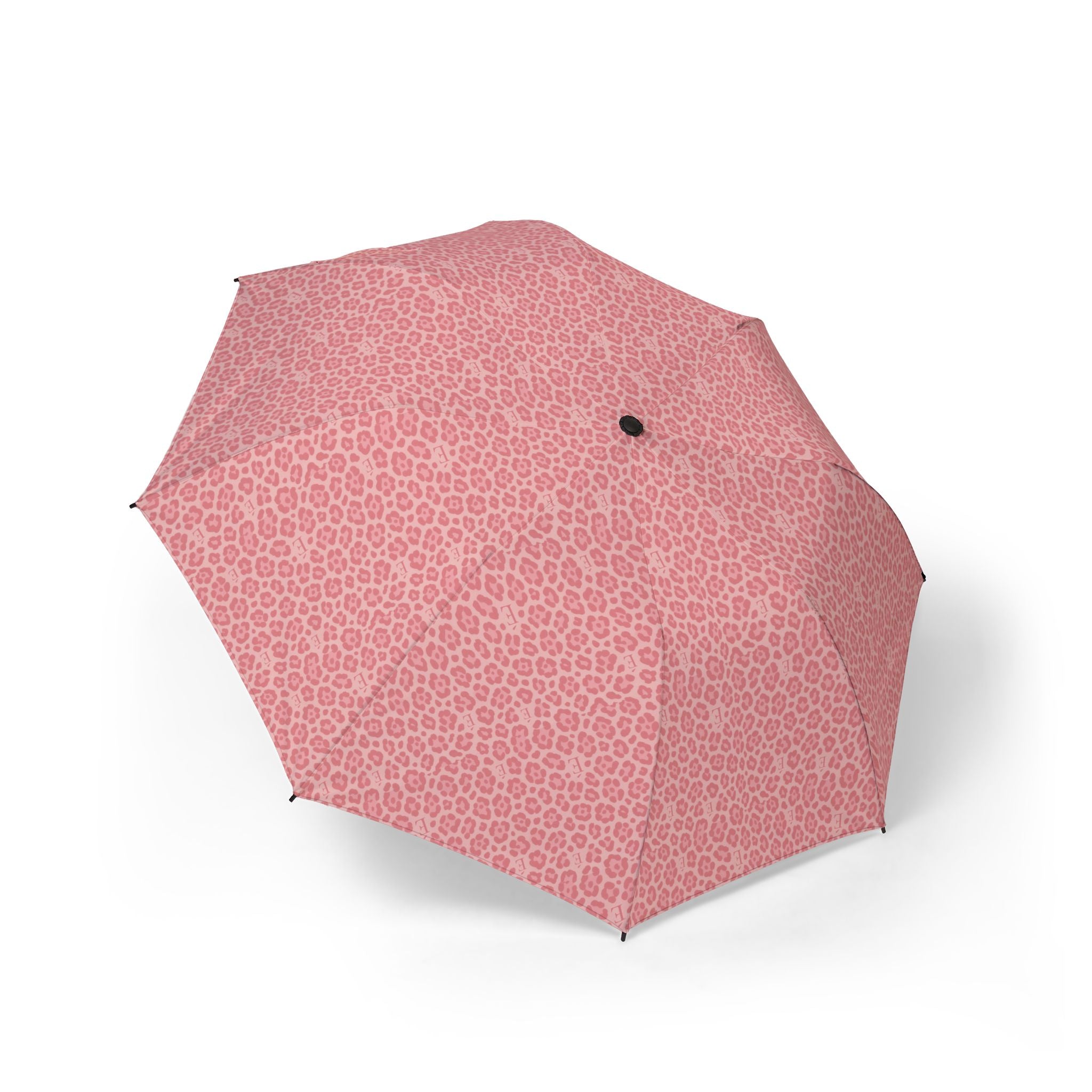 Foldable Umbrella — Compact Semi-Automatic Rain Umbrella with Pink Leopard Print