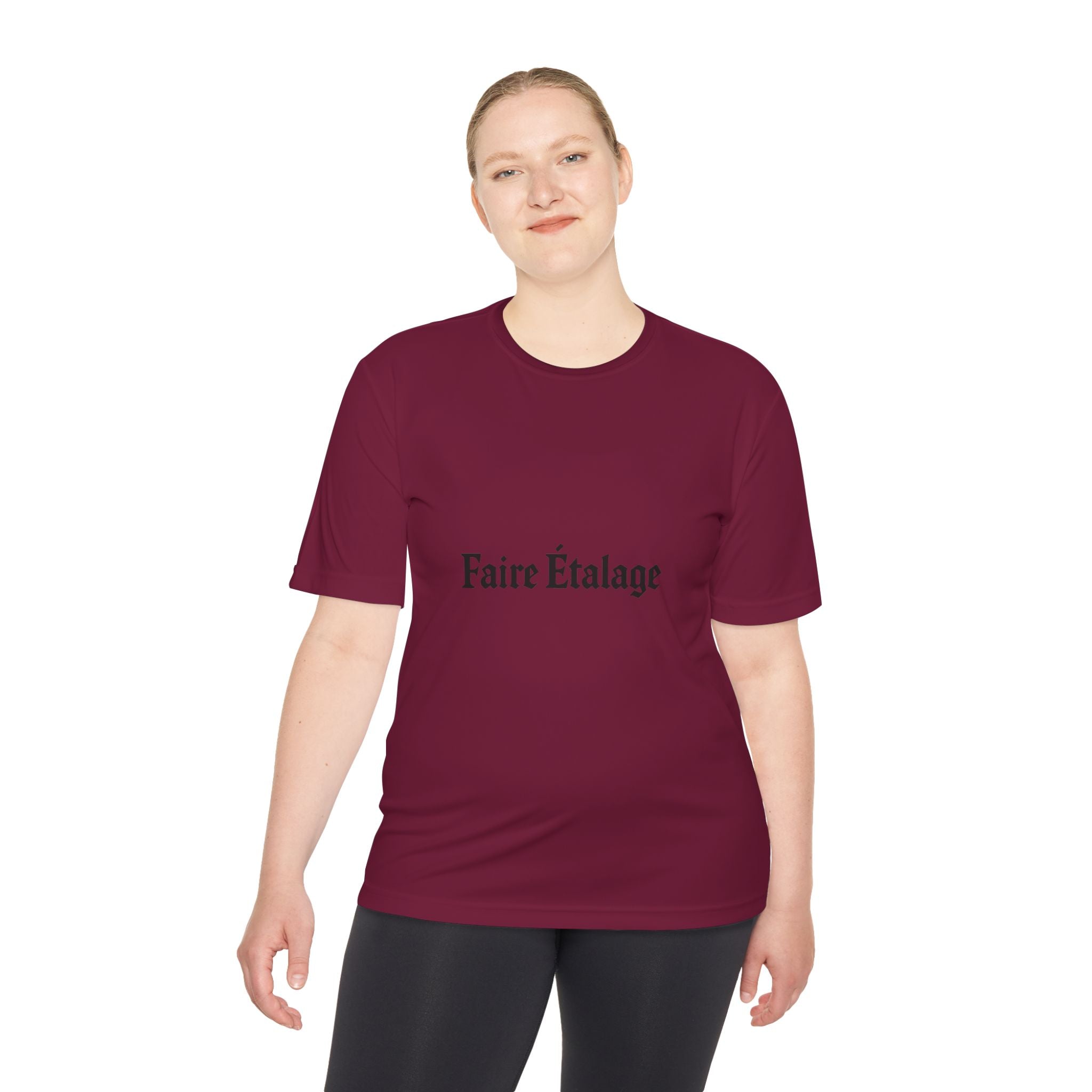 Faire Étalage Logo Tee — Minimal French Typography Moisture-Wicking Shirt