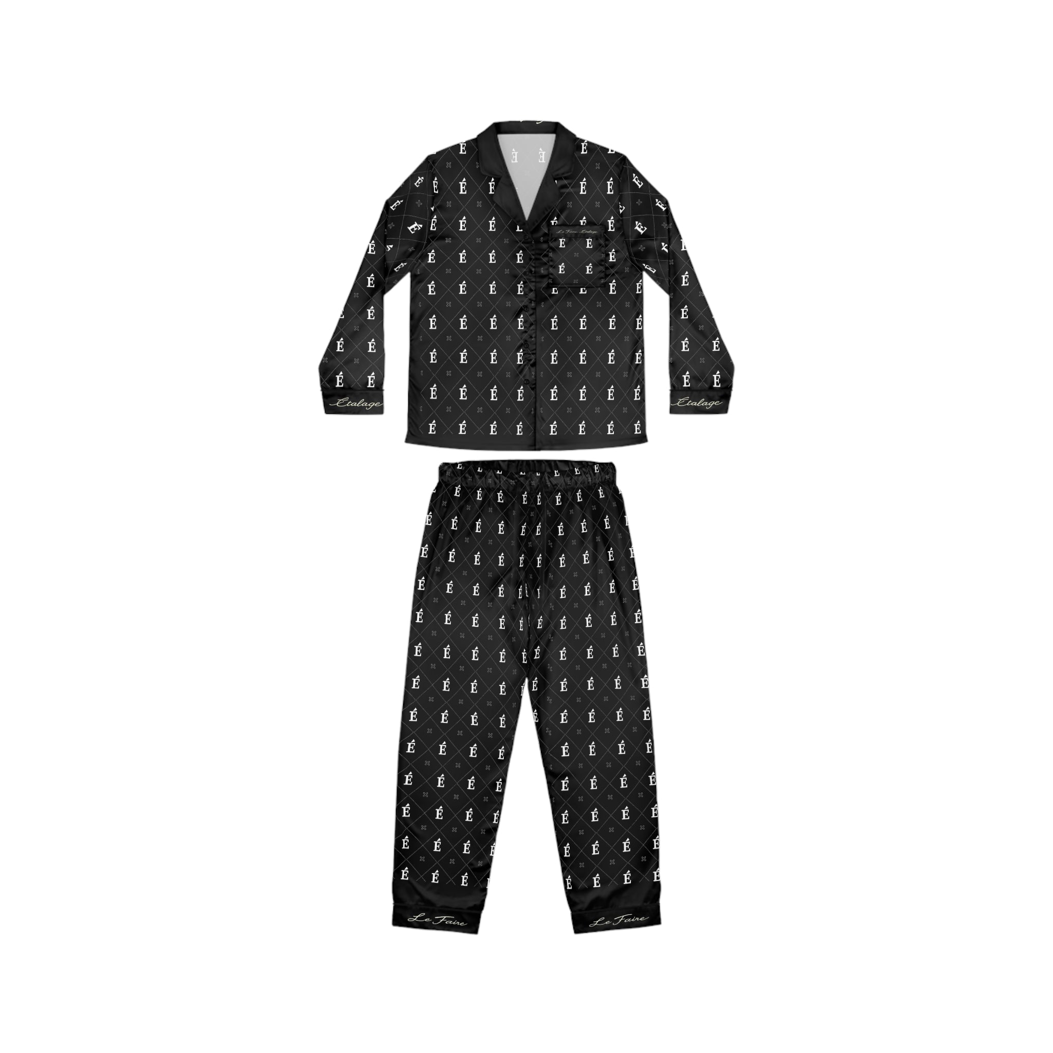 Le Faire Étalage Signature Monogram Satin Pajama Set