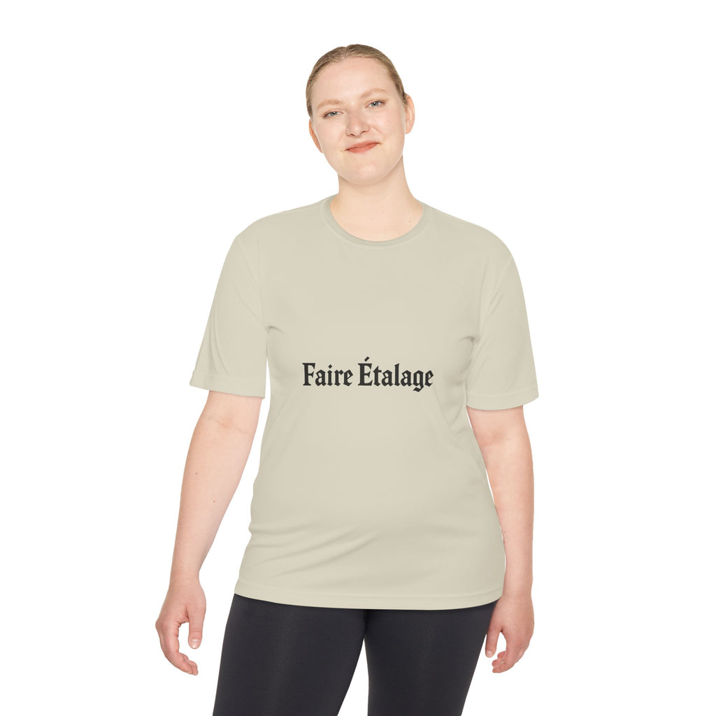 Faire Étalage Logo Tee — Minimal French Typography Moisture-Wicking Shirt