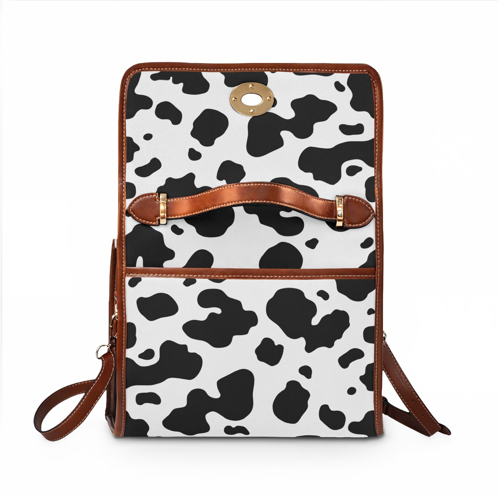 Cow Print Waterproof Canvas Bag — Black