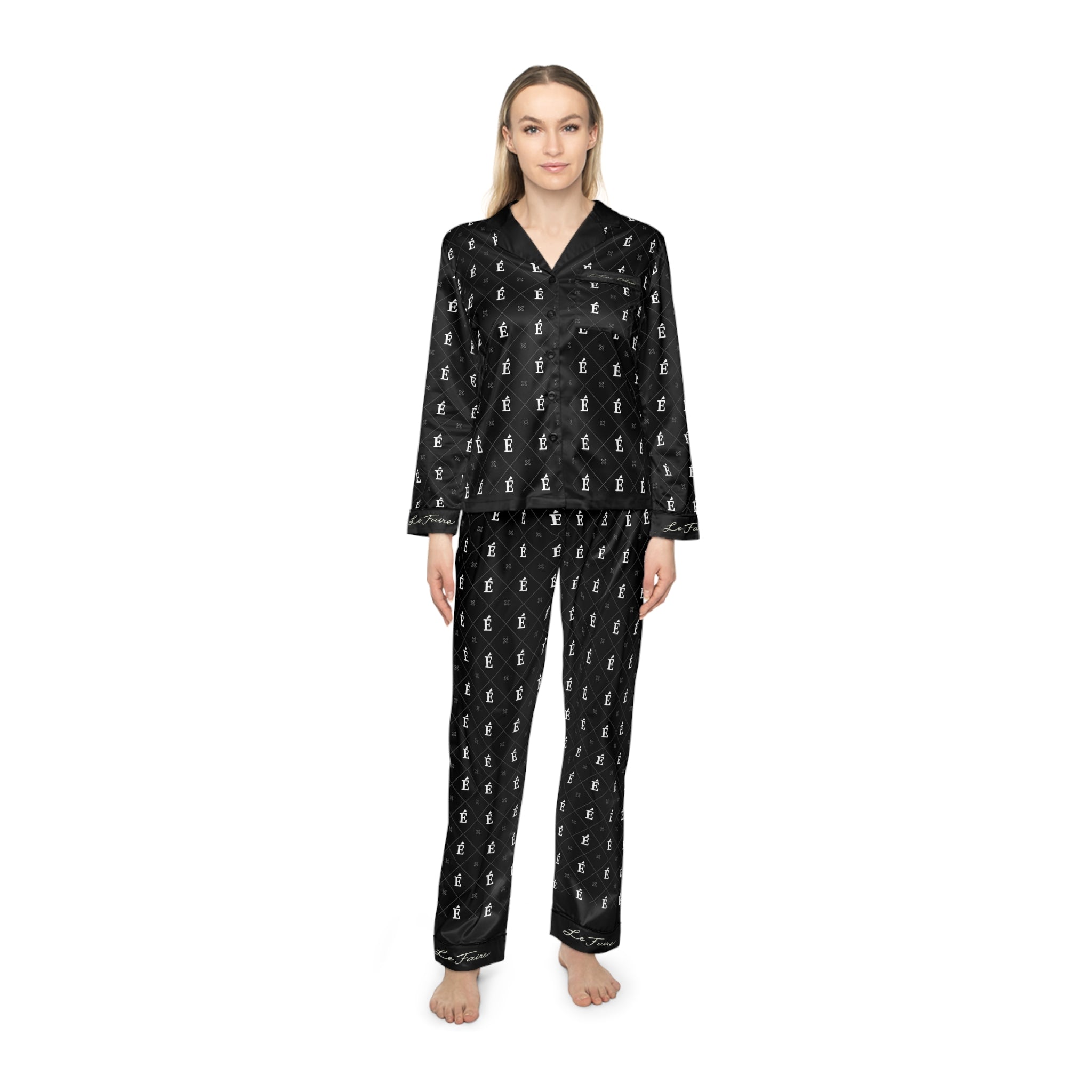 Le Faire Étalage Signature Monogram Satin Pajama Set
