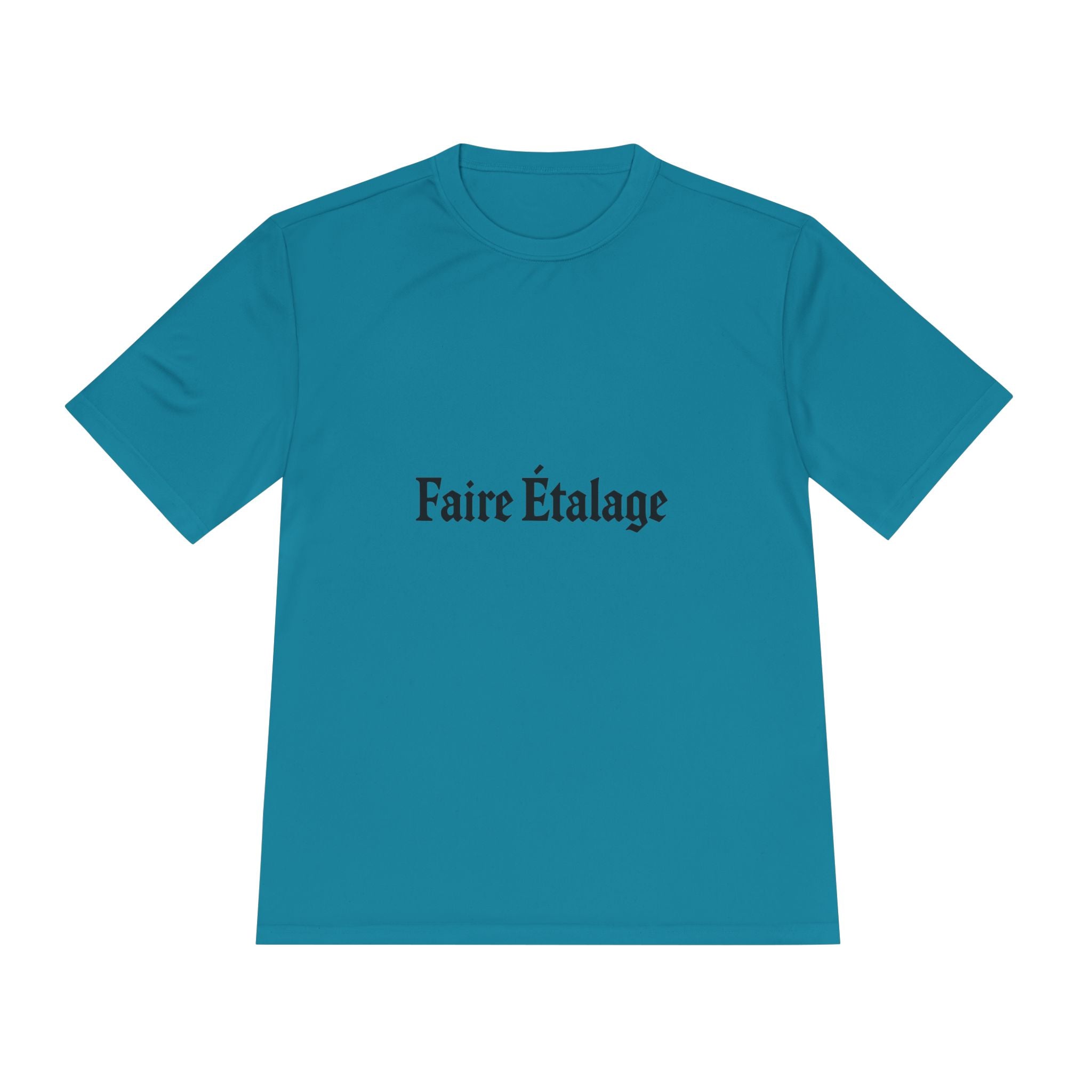 Faire Étalage Logo Tee — Minimal French Typography Moisture-Wicking Shirt