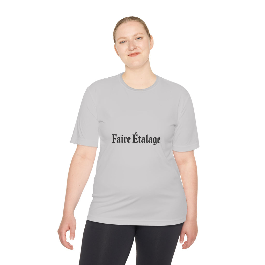 Faire Étalage Logo Tee — Minimal French Typography Moisture-Wicking Shirt