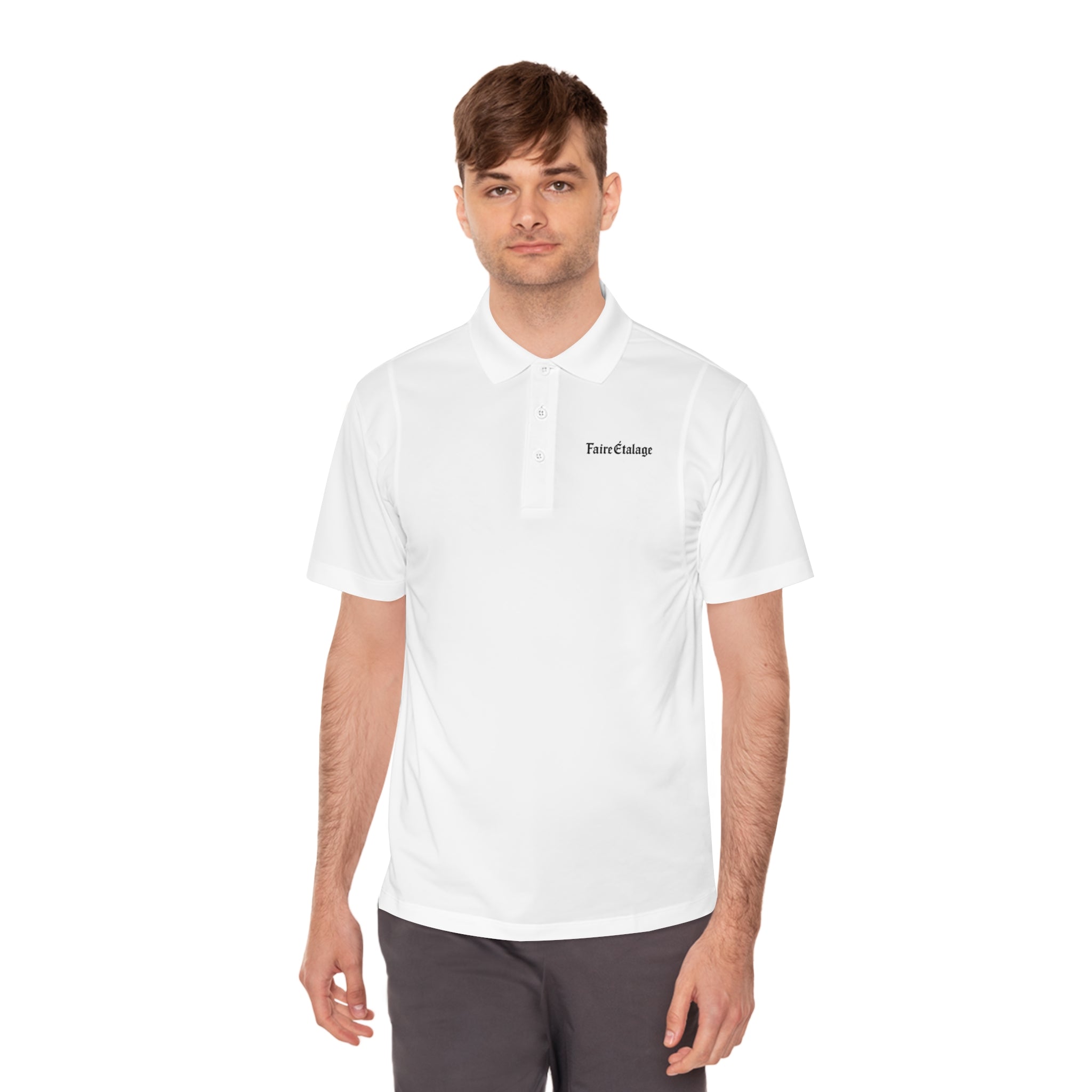 Men's Sport Polo Shirt - Minimal 'FutureVintage' Chest Logo Performance Polo