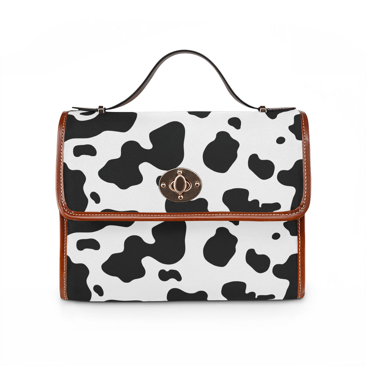 Cow Print Waterproof Canvas Bag — Black