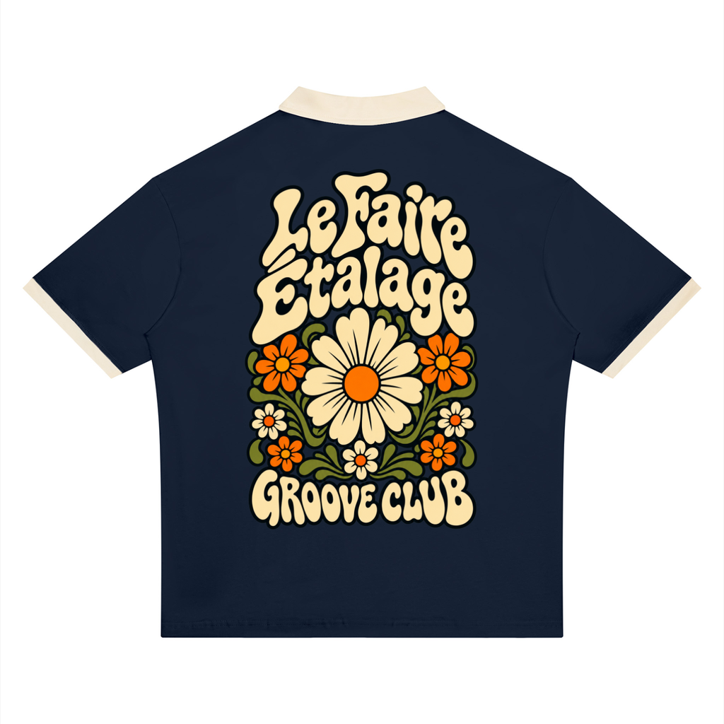 Groove Club Varsity Rugby Polo Bleu Marine / Abricot