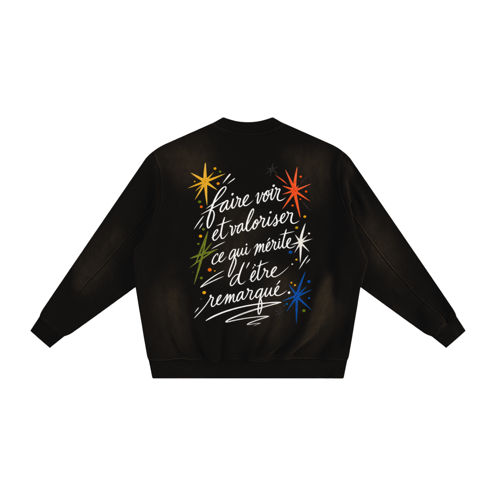 Le Faire Étalage “Manifesto” Hand-Sketched Crewneck - Noir