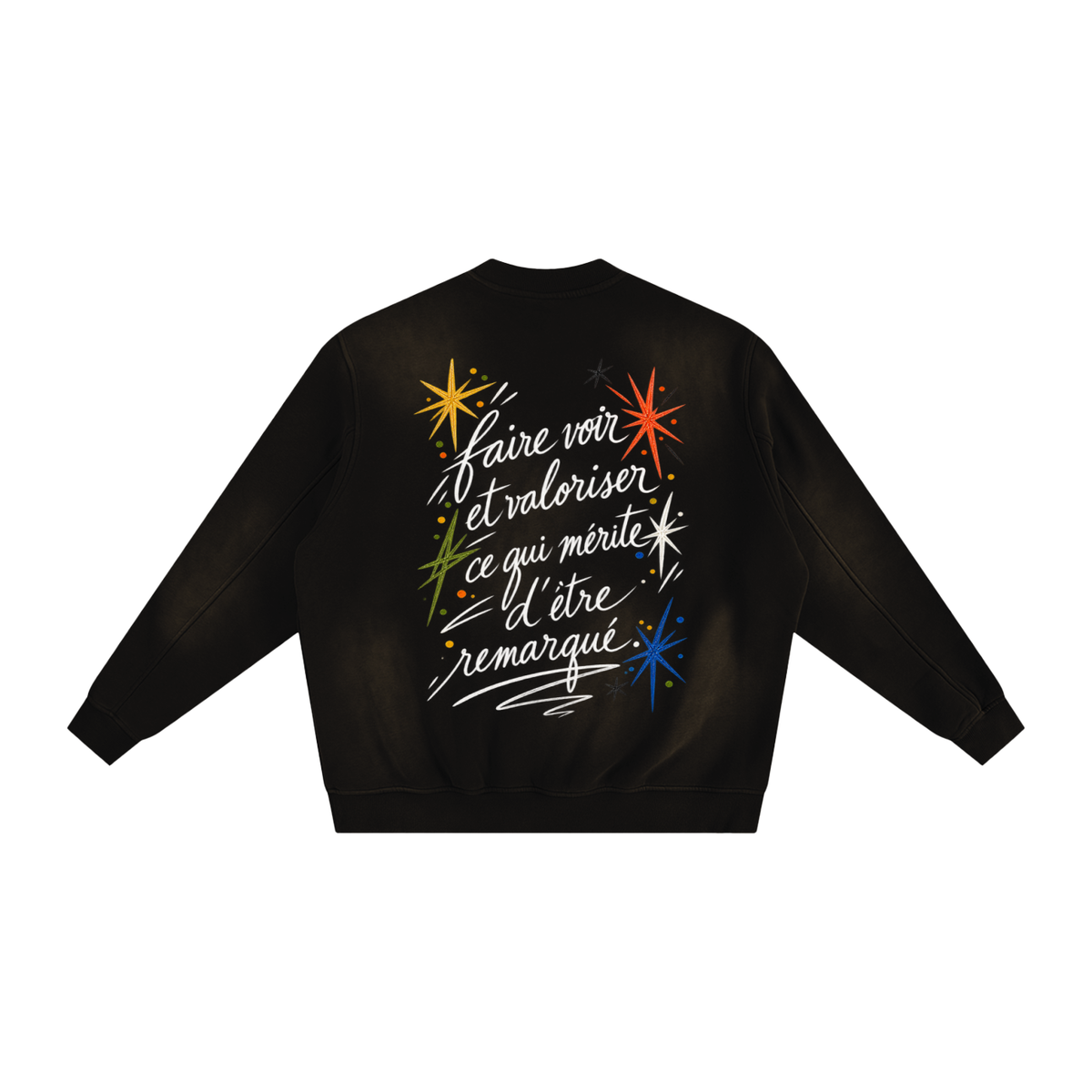 Le Faire Étalage “Manifesto” Hand-Sketched Crewneck - Noir
