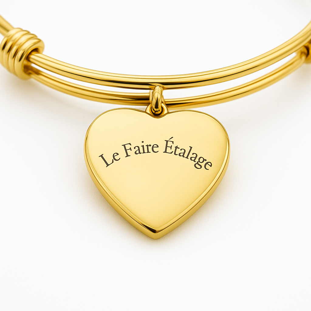 Le Faire Étalage Engraved Luxury Heart Bangle